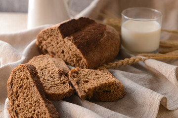 Fresh wholegrain bread on table