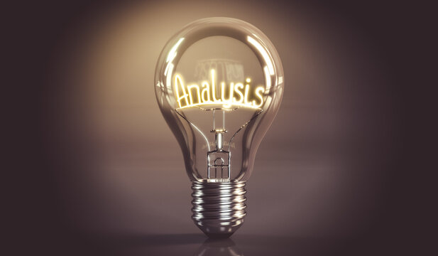 Analysis concept - shining light bulb - 3D illustration