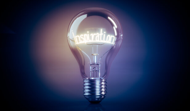 Inspiration concept - shining light bulb - 3D illustration