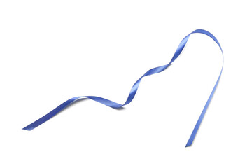 Blue ribbon on white background