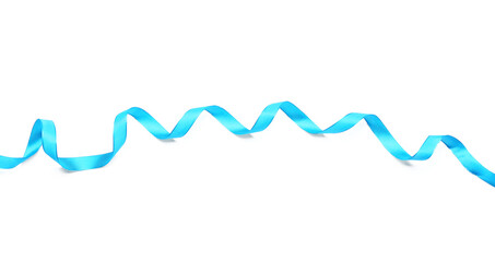 Blue ribbon on white background