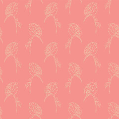 Colorful Seamless Vector Pattern with Hand drawn flowers - for fabrics, clothing, holidays, packaging paper, decoration.