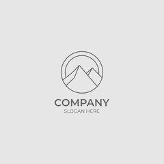 minimal mountain logo landscape with line art style
