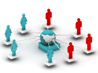 3D people networking around the world