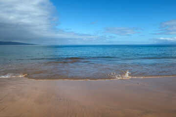 Tropical beach background with blue sea. Holiday or relax in summer concept.