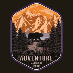 National park colorful vintage emblem