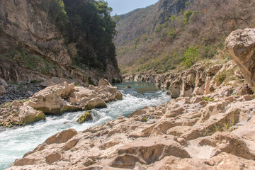 Rapids in the canyon of the Santa Maria river at the Tamul waterfall - horizontal