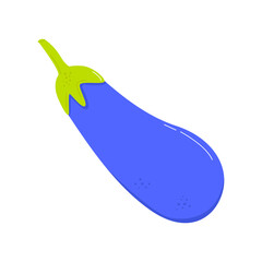 Flat vector cartoon illustration of an eggplant isolated on a white background.