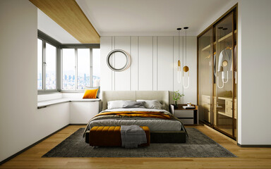 3d render of luxury hotel room