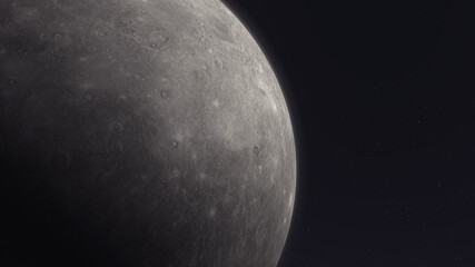 Mercury — A 3D rendered illustration of the smallest planet in the Solar System and the closest planet to the Sun.  © MOONCRUX