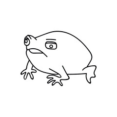 Single hand drawn frog. Funny toad. Doodle vector illustration. Isolated on a white background.