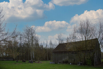 An old wooden barn in the Polish countryside