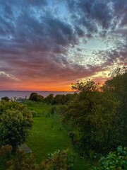 ZADAR, DIKLO, Croatia, April 2021. - Beuatiful sunset over the Adriatic Sea. Dalmatian landscape
