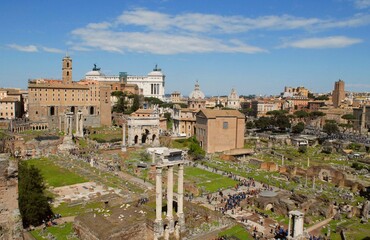 Fototapeta na wymiar view of the roman forum city, Italy