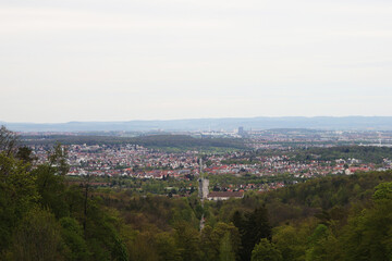 Fototapeta premium Panorama of Stuttgart from Solitude palace hill