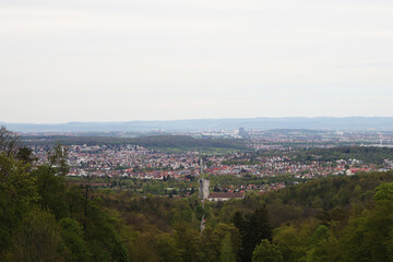 Fototapeta na wymiar Panorama of Stuttgart from Solitude palace hill