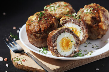 Scottish eggs - national dish of the cuisine of Scotland
