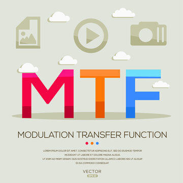 MTF mean (Modulation transfer function) photography abbreviations ,letters and icons ,Vector illustration.