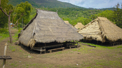 Fototapeta na wymiar Unique structure of traditional hut at Lamalera