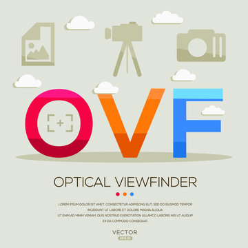OVF mean (Optical viewfinder) photography abbreviations ,letters and icons ,Vector illustration.
