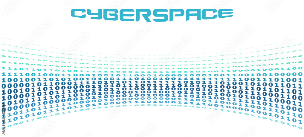 Poster Perspective background by ones and zeros. Pattern with binary code
