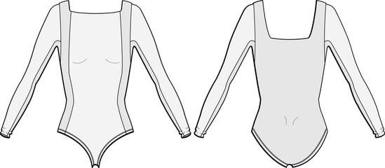leotard vector illustration. front and back view.