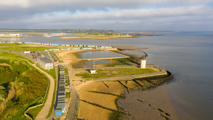 Brightlingsea lighthouse tower at sunset with stunning light special seaside day, Essex, England, UK