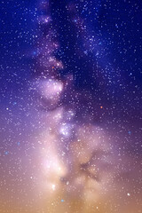 Obraz premium Night starry sky. Milky Way, stars, nebula. Space vertical background