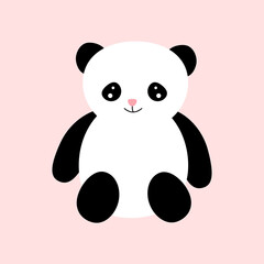 Flat vector of funny little panda . Cartoon character of cute bamboo bear. Graphic design for children print, sticker. On white background. nice bear