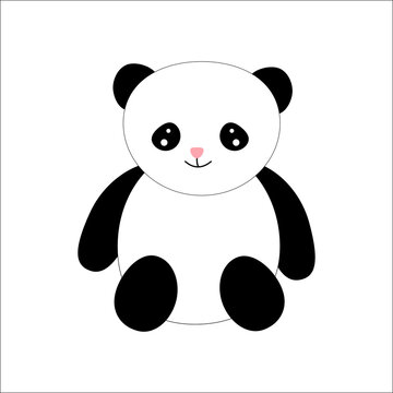 Flat vector of funny little panda . Cartoon character of cute bamboo bear. Graphic design for children print, sticker. Nice bear on white background.