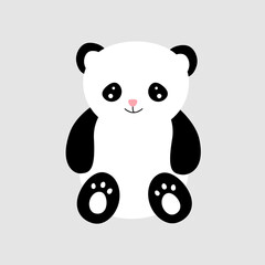 Flat vector of funny little panda . Cartoon character of cute bamboo bear. Graphic design for children print, sticker. On white background. nice bear