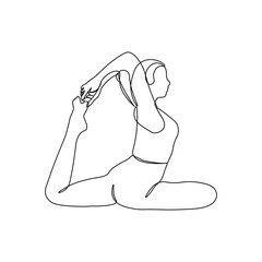 Yoga day. A female acrobat. Solid line. Vector illustration drawn with a single line.