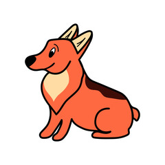 Vector illustration with a cute pet dog of the Royal Corgi breed in a cartoon style, an isolated element on a white background. Illustration for pet stores, posters, prints, clothing.