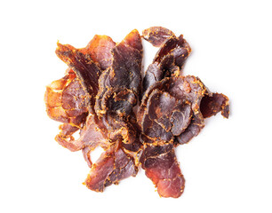 Sliced beef jerky. Dried beef meat.