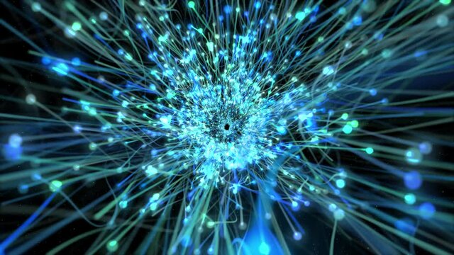 Data Stream Tunnel Loop Pack is an exciting stock motion graphics video that shows an electric tunnel where electronic fibers get out and move away. 