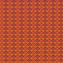 Seamless scales pattern. Japan traditional ornament. Ethnic embroidery. Repeated scallops. Fish scale. Repeat scallop shapes background. Vector tiles. Japanese sashiko uroko motif. Squama wallpaper