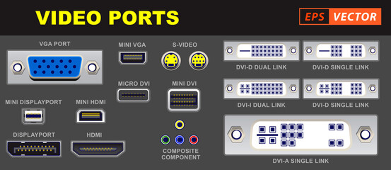 Fototapeta premium video universal connector symbols