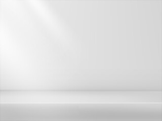 Abstract studio product showcase background. White studio backdrop.