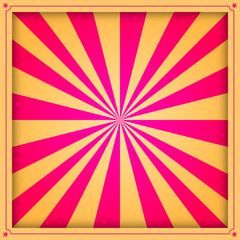 Circus background with pink and yellow stripes. Background for carnival flyer with frame