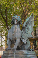 Paris, France - 05 02 2021: Latin quarter. Saint-Michel fountain, struggle of good against evil.