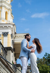 couple in love of man and woman outdoor, love