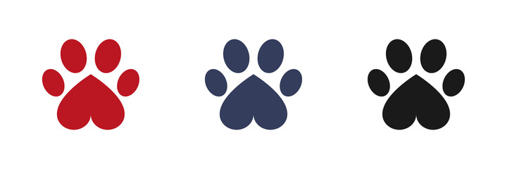 Fototapeta na wymiar Animal paw icons set. Flat design. Vector illustration.