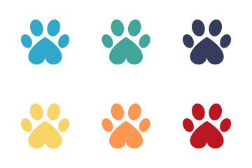 Fototapeta na wymiar Animal paw icons set. Flat design. Vector illustration.