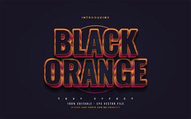 Bold Black and Orange Text Style with 3D Embossed Effect. Editable Text Style Effects