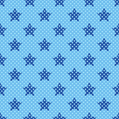 Vector seamless pattern with stars and polka dots. Design in comic book style, retro pop art.