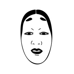 Vector image of an traditional Japanese theater mask Koomote, beautiful girl on a white background