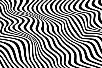 Simple wavy background. Vector illustration of striped pattern with optical illusion, op art.