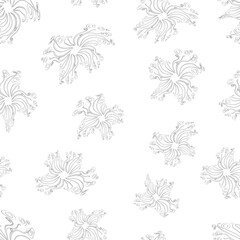 Seamless pattern from outline abstract fantasy design elements from tendrils and circles