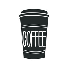 Coffee Take Away Icon Silhouette Illustration. Drink Mug Vector Graphic Pictogram Symbol Clip Art. Doodle Sketch Black Sign.