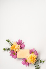 Obraz na płótnie Canvas Home made soap with flowers